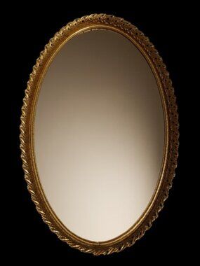 Vintage Mirror Tray Gold-tone Filigree (16 inch oval)